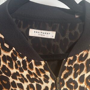 Equipment Leopard Print Bomber Jacket